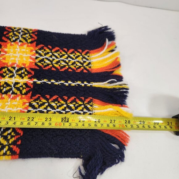 Vintage Wool Knit Scarf West Germany Orange Blue Yellow White Gradient Check - Picture 8 of 9